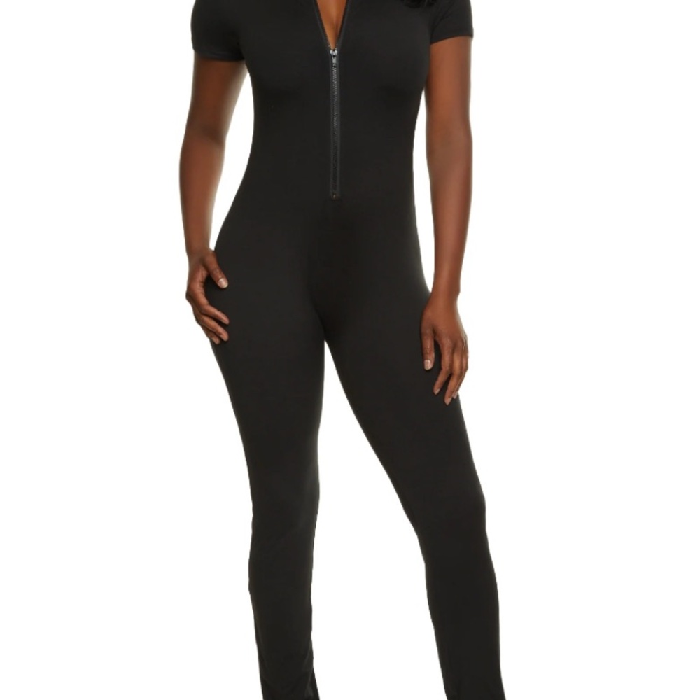 Black Short Sleeve Jumpsuit